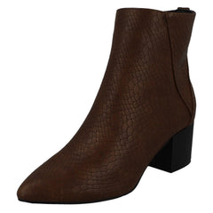 Ladies Spot On Block Heel Ankle Boot F51139