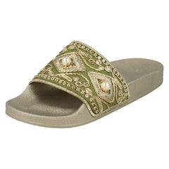 Ladies Spot On Beaded Slider Mules
