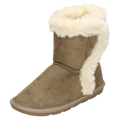 Girls Spot On Fur Trim Ankle Boots