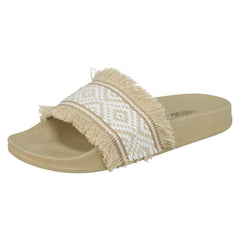 Ladies Spot On Fringe Trim Sliders