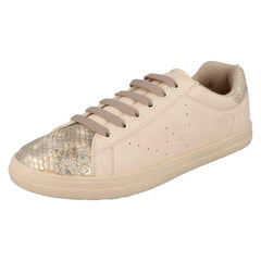 Ladies Spot On Synthetic Snake Design Casual Trainers