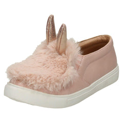 Girls Spot On Fur & Glitter Bunny Ear Shoes