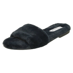 Ladies Savannah Flat All Fur Slider Mules F00090