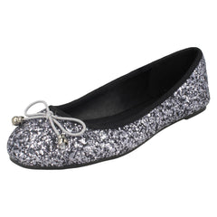 Ladies Spot On Glitter Ballerinas