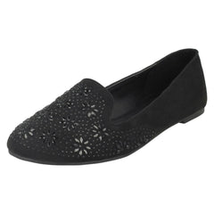 Ladies Spot On Flat Slipper Cut Ballerinas
