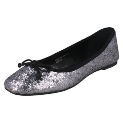 Ladies Star Flat Glitter Ballerina Shoe