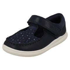 Girls Clarks Spotty Detailed T-Bar Shoes Crest Moc