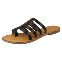 Ladies Leather Collection Flat Strappy Sandals F00125