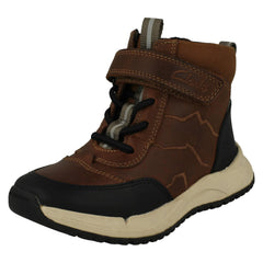 Boys Clarks Leather Ankle Boots With Bootstrap Cub Seek K