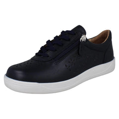 Ladies DB Shoes Floral Cut Out Leather Trainers Kaunas