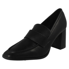 Ladies Spot On Wide Fit High Heeled Loafer Style Shoes F90132
