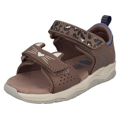 Childrens Clarks PLAYPRINT Big Cat Detailed Sandals Clowder Print T