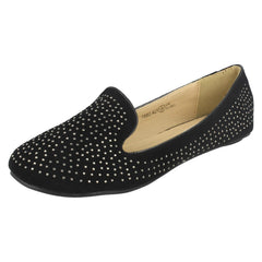 Ladies Spot On Flat Diamante Ballerina