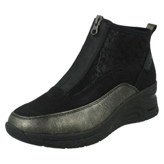 Ladies Rieker Wedge Heel Casual Front Zip Trainer Boots N9362