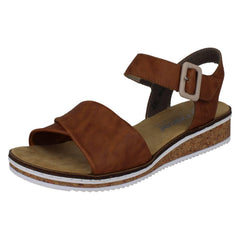 Ladies Rieker Strappy Crossover Wedge Sandals V3691
