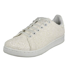 Ladies Spot On Glittery Lace Up Trainers