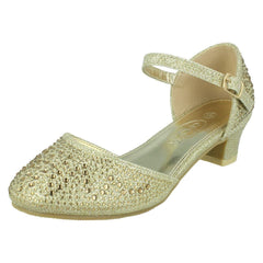 Girls Spot On Buckle Ankle Strap Glitter Shoes H3084