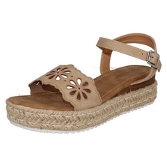 Ladies Savannah Mid Wedge Heel Wide Fit Sandals F12041