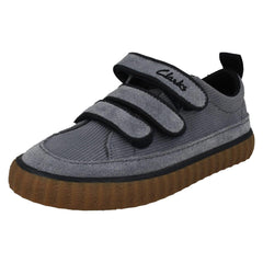 Boys Clarks Corduroy Detailed Hook & Loop Shoes River Tor K