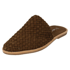 Ladies Leather Collection Weave Vamp Mules