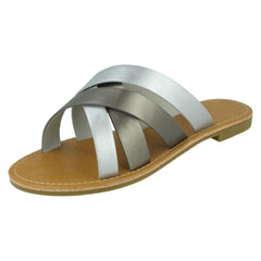 Ladies Savannah Wide Fitting Flat Strappy Mules F00387