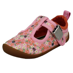 Girls Clarks Canvas T-Bar Roamer Bloom T