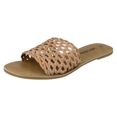 Ladies Leather Collection Flat Weave Mule Sandals