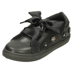Girls Spot On Ribbon Lace Pumps