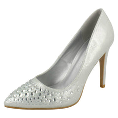Ladies Spot On Diamante Court Shoes F90061