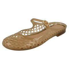 Ladies Spot On Flat Jelly Mesh Mule Sandals F00503