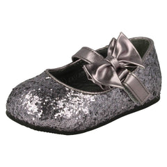 Girls Spot On Glitter Bow Detail Party Flats
