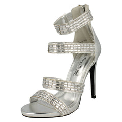 Ladies Anne Michelle Strapy Zip Up Heeled Party Shoes