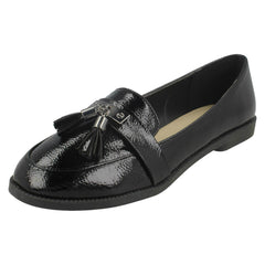 Ladies Spot On Tassel Trim Loafer Shoes F80418