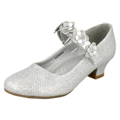 Girls Spot On Glittery Mid Heel Party Shoes