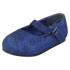 Girls Spot On Flat Shoe With Glitter Bow Decoration