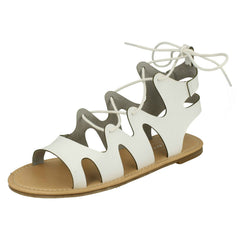 Ladies Spot On Lace Up Leg Flat Gladiator Sandals