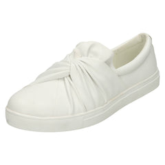 Ladies Spot On Twist Vamp Slip On Plimsolls