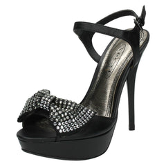Ladies Spot On Platform High Heels With Diamante Bow