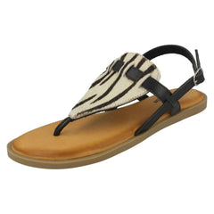 Ladies Leather Collection Animal Print Sandals F00228