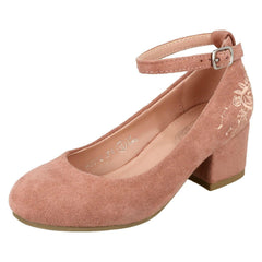 Girls Spot On Mid Heel Ankle Strap Shoes