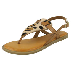 Ladies Leather Collection Animal Print Sandals F00228