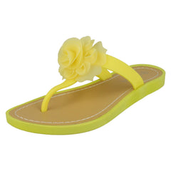Ladies Savannah Flat Toepost Rose Trim Sandals