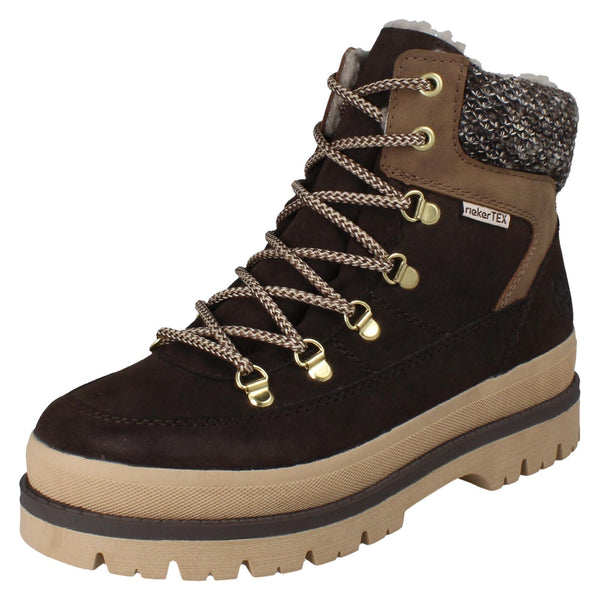 Ladies Rieker TEX Warm Lined Platform Ankle Boots Y6210