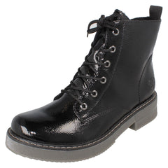 Ladies Rieker Lace Up Warm Lined Combat Style Side Zip Ankle Boots 72010