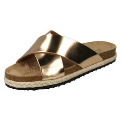 Ladies Spot On Cross Over Strap Mules