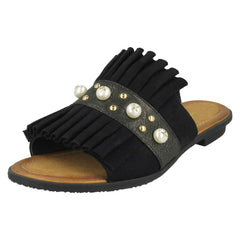 Ladies Spot On Pearl Trim Mules
