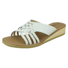 Ladies Leather Collection Low Wedge Platform Sandals F00422