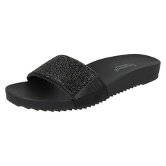 Ladies Savannah Flat Diamante Vamp Mules