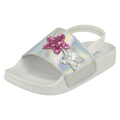 Girls Spot On Slingback Sliders With Glitter Star Design H0310