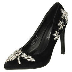 Ladies Anne Michelle Dragonfly Jewel Trim Court Shoes